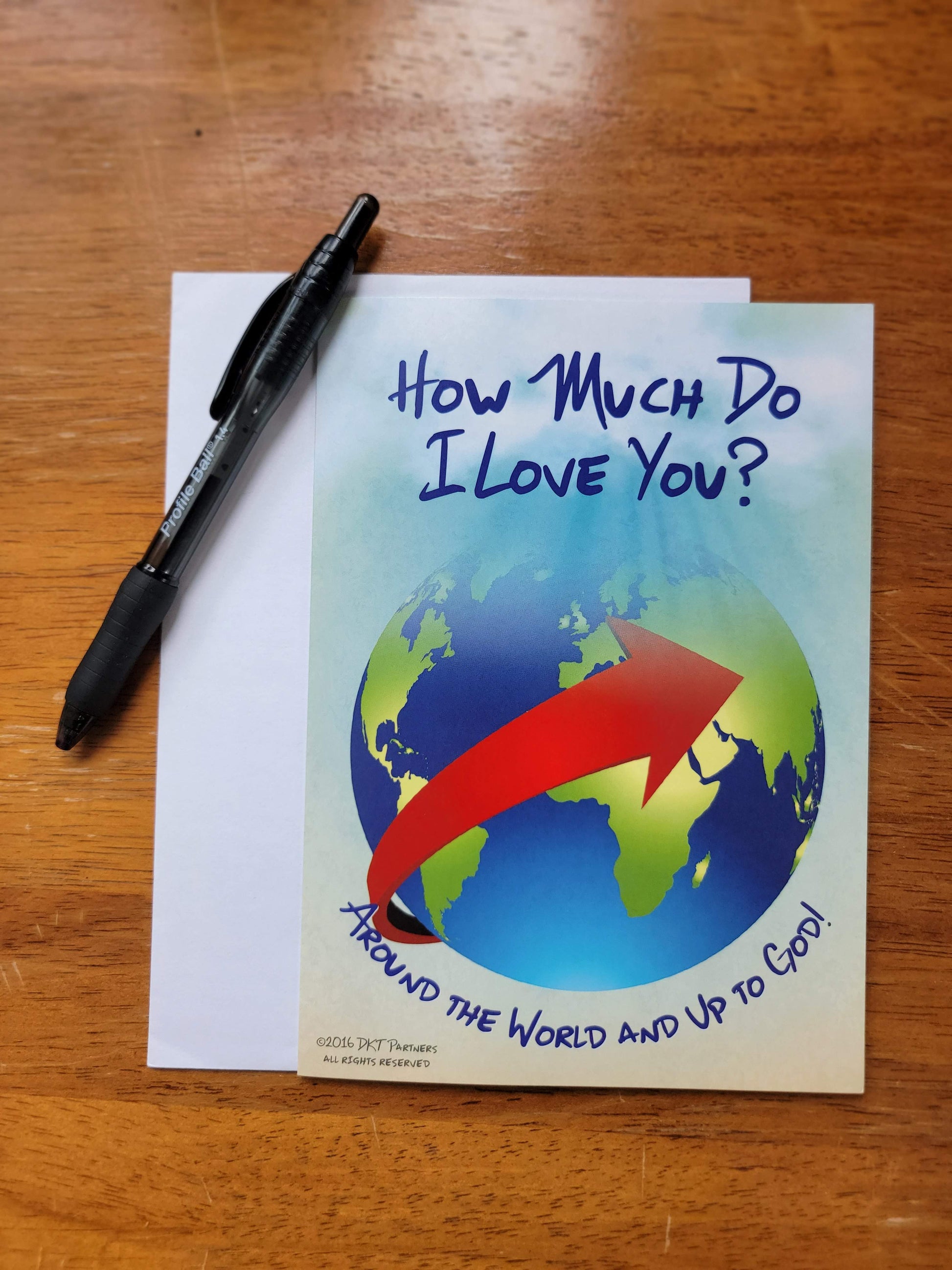 Front view of Around the World greeting card.