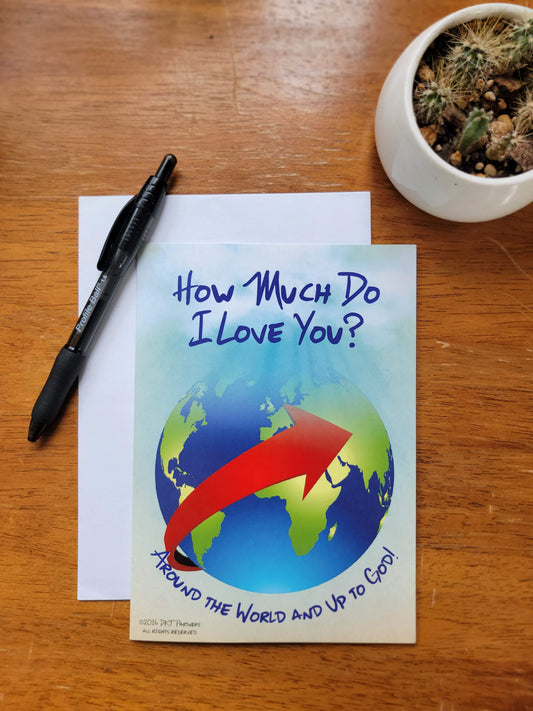 Front view of one of five Around the World greeting cards.